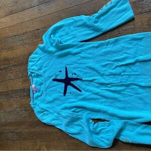 Lilly Pulitzer Turquoise Sweater with Navy Starfish